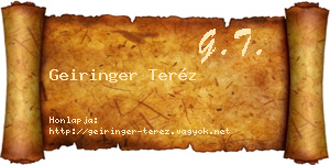 Geiringer Teréz névjegykártya